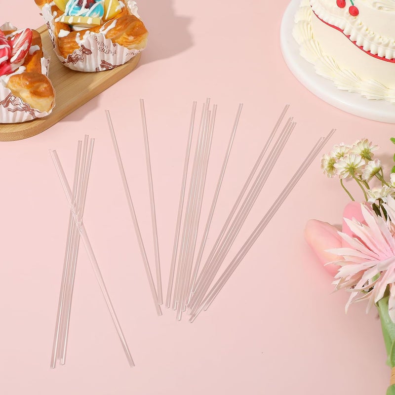 Exclaith 200 Pcs 8 Inch Clear Acrylic Rod 2 mm Clear-Acrylic Dowel Rods Cake Topper Sticks Clearly Round Plastic Rods Cake Dowels for Plant Stakes Curtain Pulls Retaining Rods Shower-Rod - Image 5